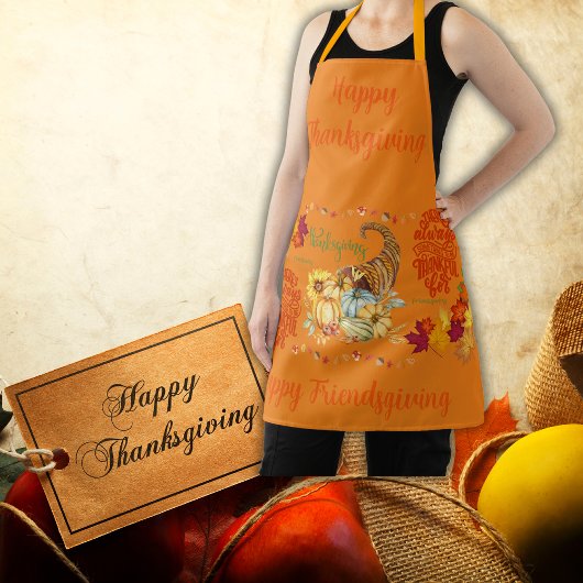 Tablier Thanksgiving Friendsgiving Automne sur orange |