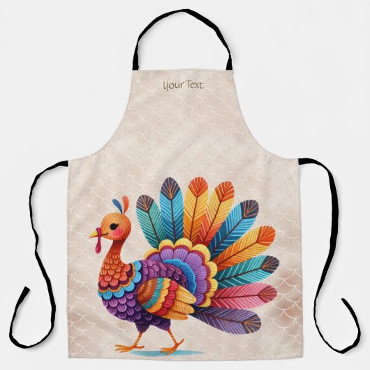 Tablier Thanksgiving Lumineuses Plumes Turquie Apron (Recto)