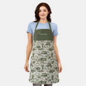 Tablier Thanksgiving Sage Green Harvest Toile Personalized (Porté)