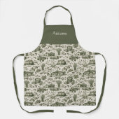 Tablier Thanksgiving Sage Green Harvest Toile Personalized (Recto)