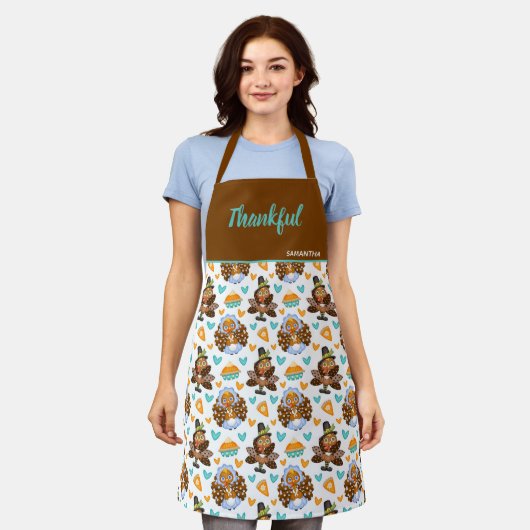 Tablier Thanksgiving Turquie & Pie Apron (Porté)