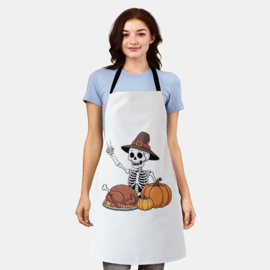 Tablier Thanksgiving X-ray Skeleton Funny Rock Hand Fall L (Porté)