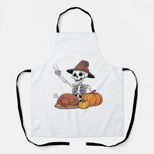 Tablier Thanksgiving X-ray Skeleton Funny Rock Hand Fall L (Recto)
