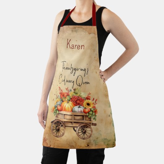 Tablier Thanksgiving's Custom culinary Queen Rustic Apron (Insitu)