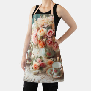 Tablier Thé au temps des roses roses vintage 
