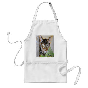 Tablier The Curious Tabby Cat Acrylic Painting