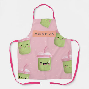 Tablier Thé de lait Pastel Kawaii Matcha personnalisé