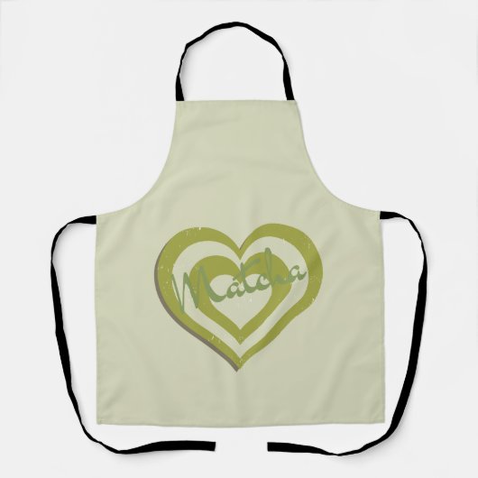 Tablier Thé vert Matcha, coeur rétro y2k (Recto)