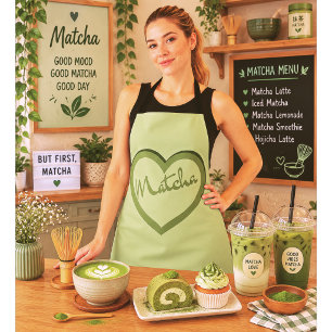 Tablier Thé Vert Matcha Groovy Y2k Cœur 