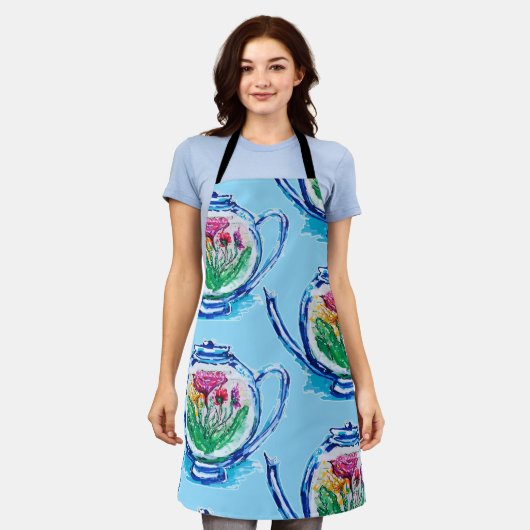 Tablier Théière à fleurs (Porté)