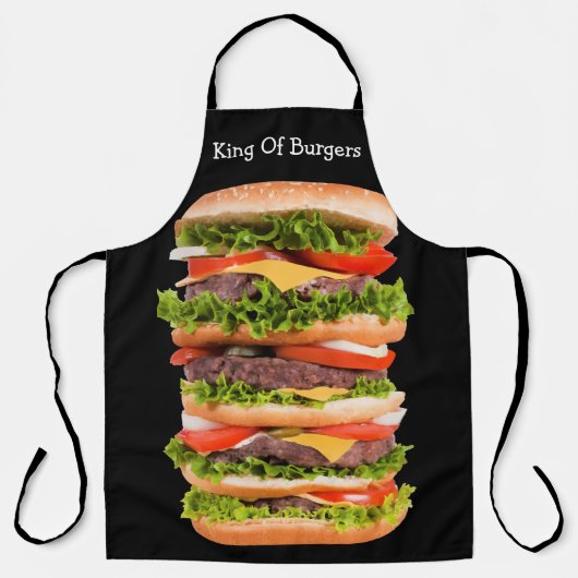 Tablier Thème Barbecue Géant Hamburger Drôle (Recto)
