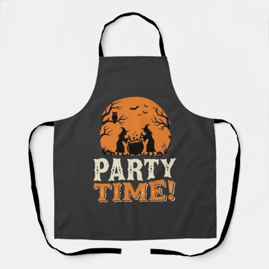 Tablier Thème de fête d'Halloween Sorcière Chaudron Design (Recto)