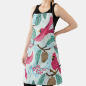 Tablier Thème d'hiver : Motif du cardinal rouge. (Insitu)