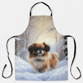 Tablier Tibetan Spaniel Qu'il neige Noël (Recto)