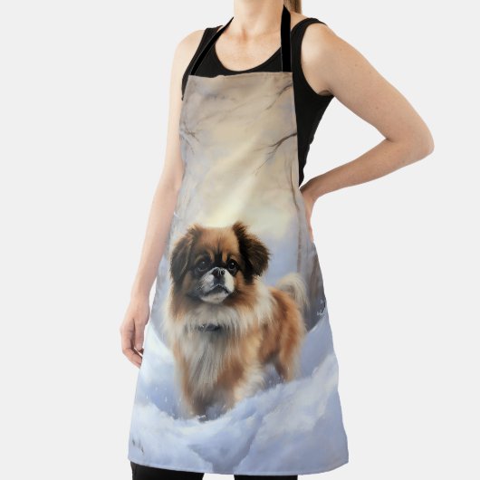Tablier Tibetan Spaniel Qu'il neige Noël (Insitu)