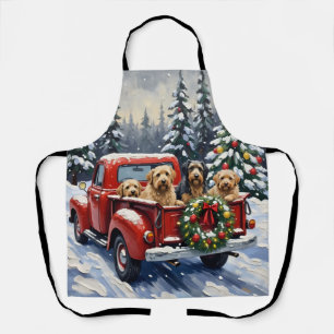 Tablier Tibetan Terrier Noël Camion Rouge Fêtes