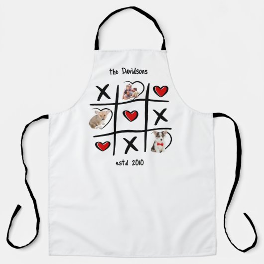 Tablier Tic-Tac-Toe Pet Lover Photos et nom (Recto)
