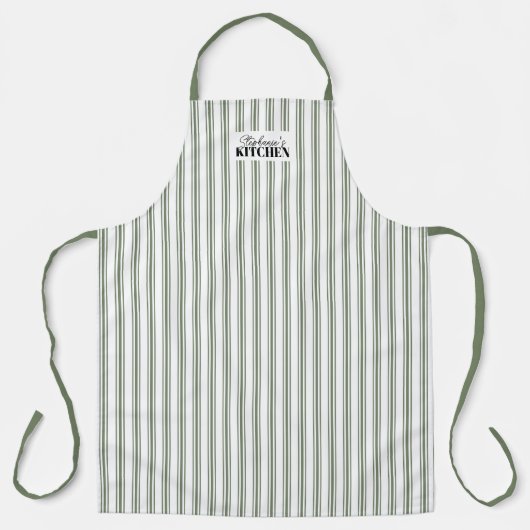 Tablier Ticking Stripe Vintage Farmhouse Sage (Recto)