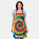 Tablier Tie-Dye Psychédélique Arc-en-Ciel (Porté)