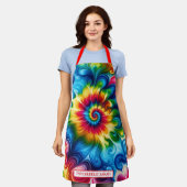 Tablier Tie-Dye Psychédélique Arc-en-Ciel (Porté)