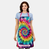 Tablier Tie-Dye Psychédélique Arc-en-Ciel (Porté)