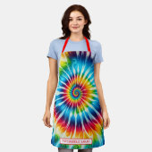 Tablier Tie-Dye Psychédélique Arc-en-Ciel (Porté)