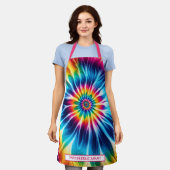 Tablier Tie-Dye Psychédélique Arc-en-Ciel (Porté)