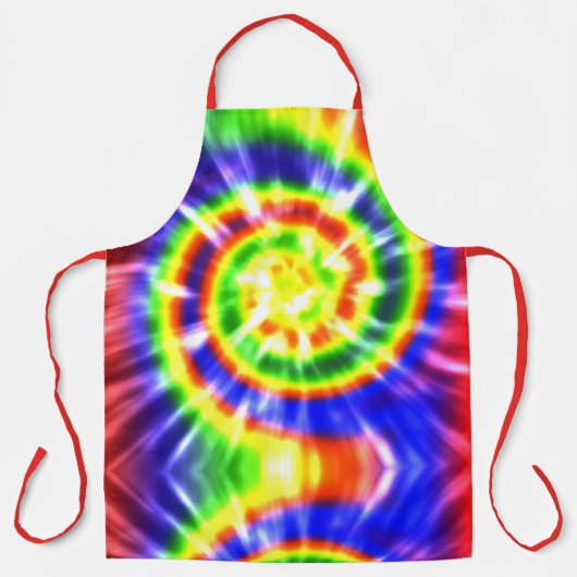 Tablier Tie Dyed Moderne Rouge Vert Jaune (Recto)