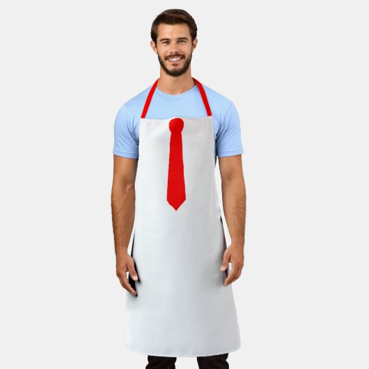 Tablier Tie rouge Nouveauté blanche (Porté)