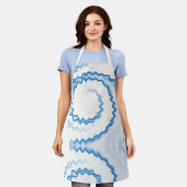 Tablier Tie teinture Bleu blanc tourbillon funky rétro mot (Porté)