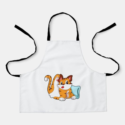 Tablier Tiger chat avec Coussin (Recto)