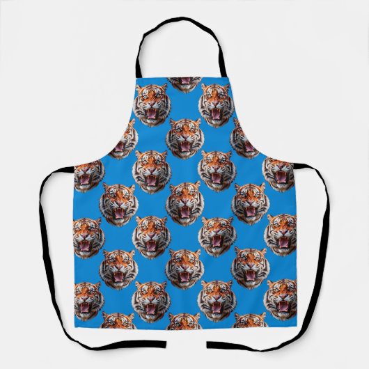Tablier Tiger Head Pattern Design Blue  (Recto)