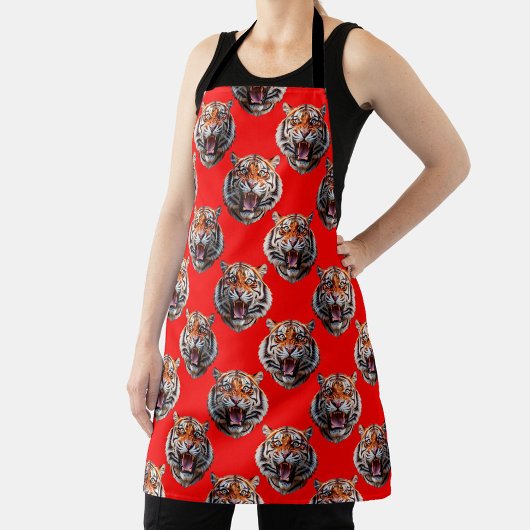 Tablier Tiger Head Pattern Design Red