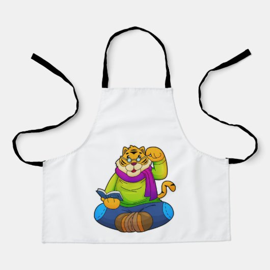 Tablier Tiger Nerd avec Livre (Recto)