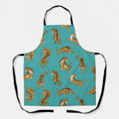 Tablier Tiger sur Motif Turquoise (Recto)