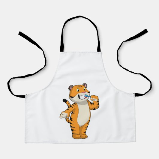 Tablier Tigre avec brosse à dents (Recto)