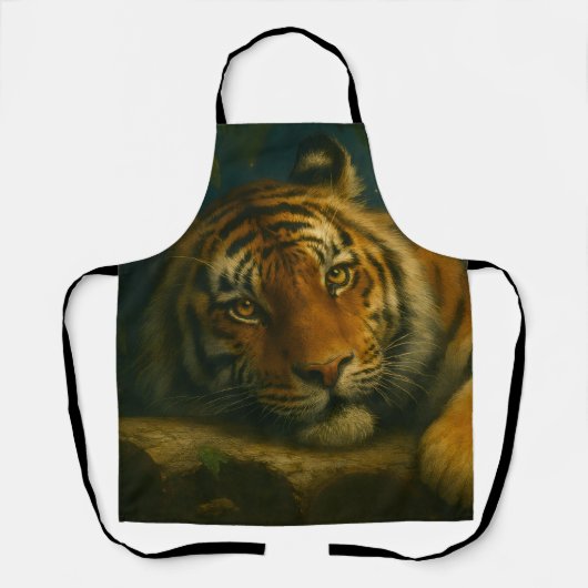 Tablier Tigre d'aquarelle reposant dans la forêt nocturne (Recto)