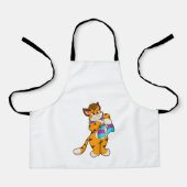 Tablier Tigre en hiver avec Écharpe (Recto)
