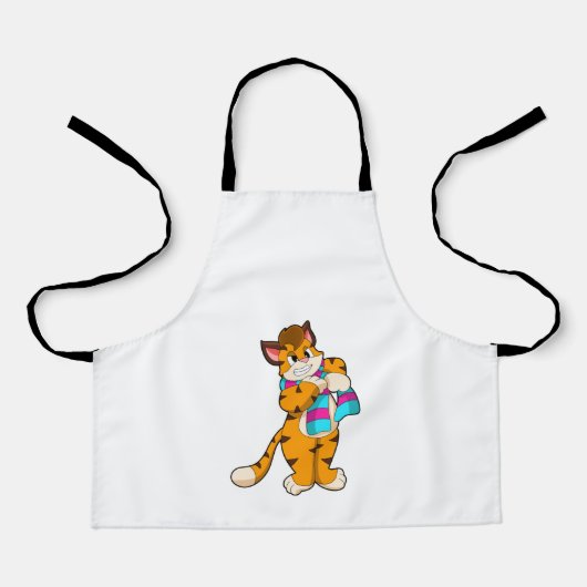Tablier Tigre en hiver avec Écharpe (Recto)