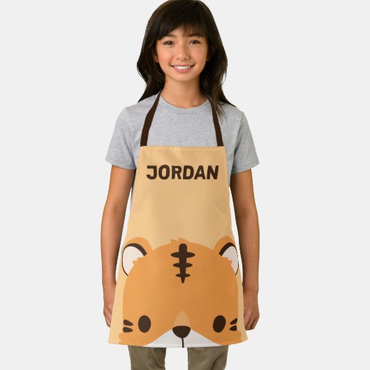 Tablier Tigre mignon avec nom personnalisé (Insitu)