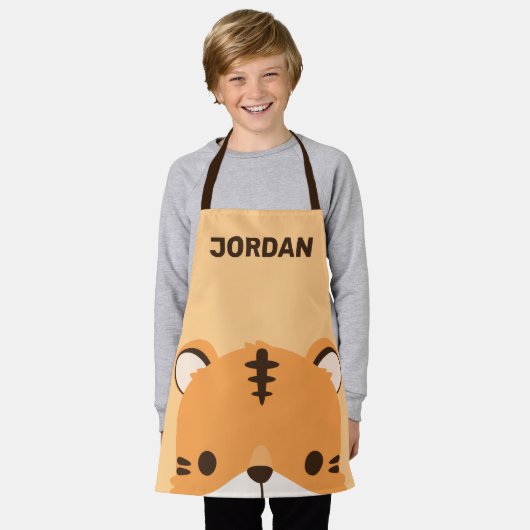 Tablier Tigre mignon avec nom personnalisé (Porté)