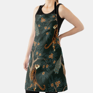 Tablier Tigre vintage et paon