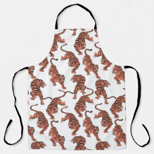 Tablier Tigres vintages, motif sans couture dessiné à la m