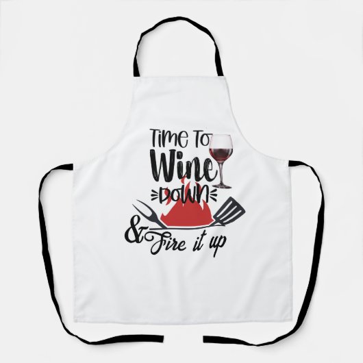 Tablier Time To Wine Down Apron - Custom Chef BBQ Gift (Recto)