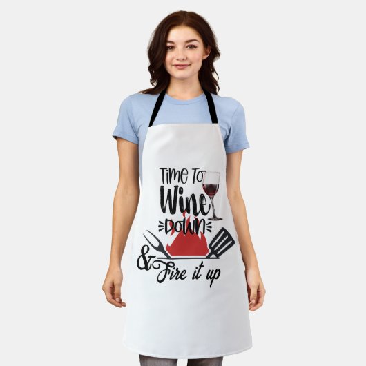 Tablier Time To Wine Wind Down Apron - Chef BBQ Gift (Porté)