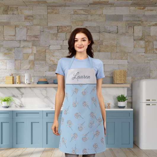 Tablier Timeless Botanical Bloom Blue Monogram Apron