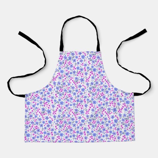 Tablier Tiny cute white blue pink floral pattern (Recto)