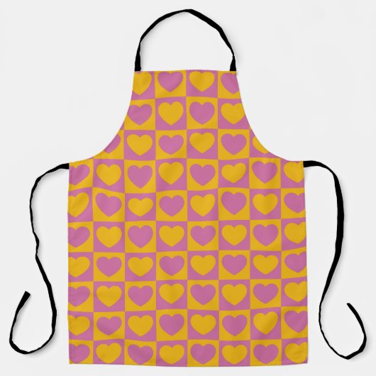 Tablier Tiny hearts chess grid seamless pattern. Cute litt (Recto)