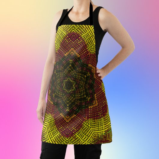 Tablier Tisser Mandala jaune et orange