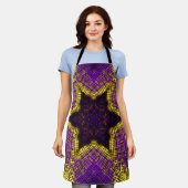 Tablier Tisser Mandala violet et jaune (Porté)